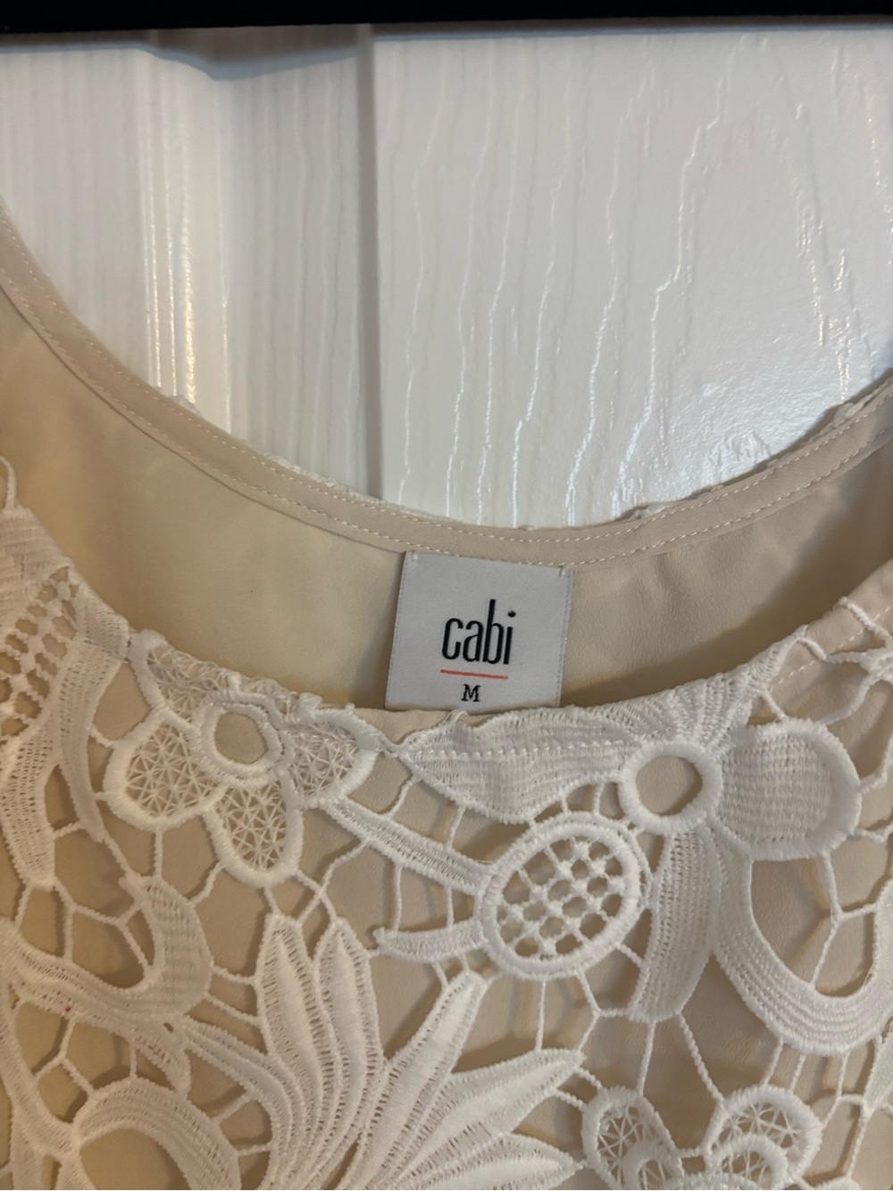 CAbi Cream Lace Overlay Top